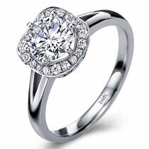 обзорное фото Помолвочное кольцо с бриллиантами белое золото 030945  Золотые кольца для помолвки с бриллиантом
