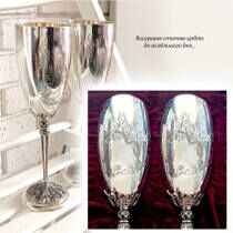 обзорное фото Набор серебряных свадебных бокалов с гравировкой, 280 мл 038185  Наборы столового серебра