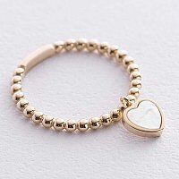 Золотое кольцо шарики с перламутровым сердечком 038686