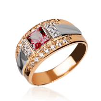 обзорное фото Кольцо из золота 585 пробы с розовым топазом Стефани 033539  Золотые кольца