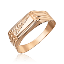 обзорное фото Золотое кольцо мужское с алмазной гранью 035501  Золотые кольца