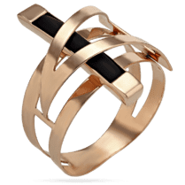 обзорное фото Золотое кольцо с каучуком 031715  Золотые кольца с каучуком