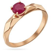 обзорное фото Утонченное кольцо с рубином в красном золоте 036598  Золотые кольца