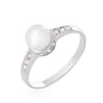 обзорное фото Золотое кольцо с жемчугом 024612  Золотые кольца с жемчугом