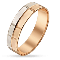 обзорное фото Обручальное кольцо из красного и белого золота 585 пробы 036507  Классические обручальные кольца из золота