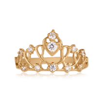 обзорное фото Золотое кольцо Корона с фианитами 025421  Золотые кольца Короны