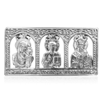 обзорное фото Икона триптих Молитва водителя из серебра 035941  Иконы серебро