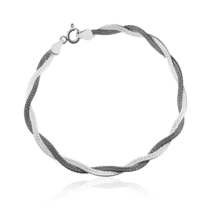 обзорное фото Серебряный браслет с плетением Коса 024885  Серебряные женские браслеты