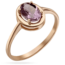 обзорное фото Золотое кольцо лаконичное с аметистом 036953  Золотые кольца