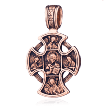 обзорное фото Православный золотой крест с чернением 024640  Золотые крестики православные