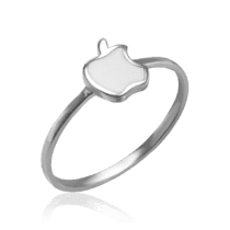 обзорное фото Серебряное кольцо Яблоко с белой эмалью 034761  Серебряные кольца
