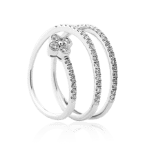обзорное фото Молодежное золотое кольцо Четырехлистник с бриллиантами 032665  Кольца на фалангу из золота