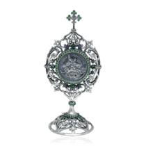 обзорное фото Серебряная икона Георгий Победоносец настольная 035963  Иконы серебро