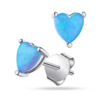 обзорное фото Серебряные серьги с опалом Сердце 038902  Серебряные серьги с камнями