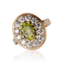 обзорное фото Кольцо из красного золота с топазом хаки Маргарет 033558  Золотые кольца