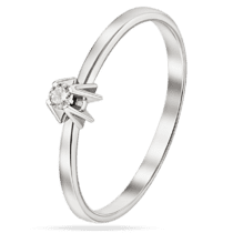 обзорное фото Кольцо в белом золоте с одним бриллиантом для помолвки 039018  Золотые кольца для помолвки с бриллиантом