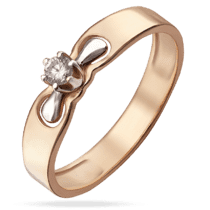 обзорное фото Золотое помолвочное кольцо в комбинированном золоте с фианитом 038994  Золотые кольца для помолвки с цирконием