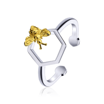 обзорное фото Серебряное кольцо Пчела и Сота 031241  Кольца с позолотой
