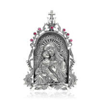 обзорное фото Серебряная икона Владимирская 035977  Иконы серебро