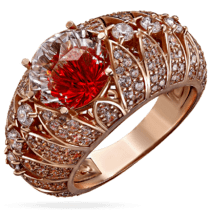 обзорное фото Кольцо из красного золота с камнями Хрустальное пламя 033384  Золотые кольца