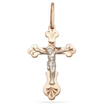 обзорное фото Золотой крестик с Распятием 028759  Детский золотой крестик