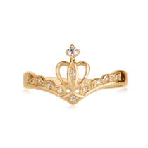 обзорное фото Золотое кольцо Корона с фианитами 025422  Золотые кольца Короны