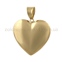 обзорное фото Золотой подвес Сердце 100459  Золотые подвески сердечка