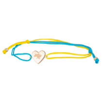 обзорное фото Браслет "Україна єдина", жёлто-голубой шнурок с золотыми бусинами и сердечком 037425  Женские золотые браслеты