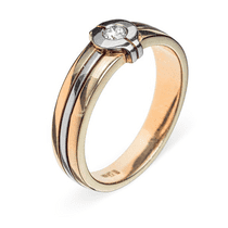 обзорное фото Золотое кольцо с бриллиантом R0391  Золотые кольца с бриллиантами