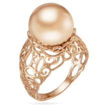 обзорное фото Массивное золотое кольцо Шарик с цветочным ободком 028544  Золотые кольца без вставок