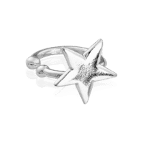 обзорное фото Серебряная серьга кафа на одно ухо Звезда 036984  Серебряные серьги