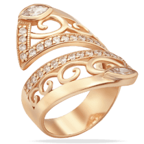 обзорное фото Женское золотое кольцо с фианитами 039089   Золотые кольца с фианитом