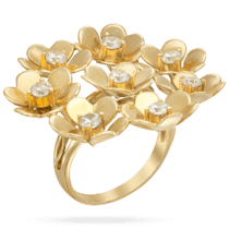 обзорное фото Кольцо в желтом золоте с фианитами Букет Цветов 039143  Золотые кольца с фианитом