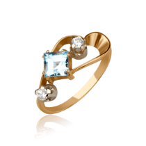 обзорное фото Золотое кольцо с топазом 101141  Золотые кольца с топазом