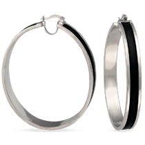 обзорное фото Серебряные женские серьги- кольца с каучуком 038947  Серебряные серьги с камнями