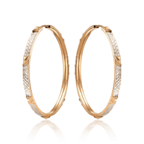 обзорное фото Серьги-кольца в комбинированном золоте с алмазной гранью 036146  Золотые серьги