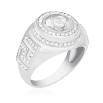 обзорное фото Серебряное кольцо печатка с фианитами 024695  Серебряные кольца с фианитом