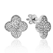 обзорное фото Серебряные серьги Клевер с фианитами 037741  Серебряные серьги с камнями