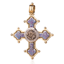 обзорное фото Золотой православный крест с эмалью 024625  Золотые крестики