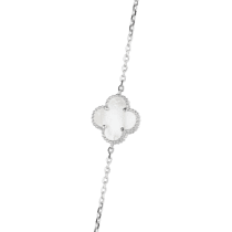оглядове фото Срібний браслет з білим перламутром в стилі VAN CLEEF 028301