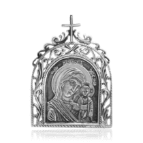 обзорное фото Серебряная икона Казанской Божьей Матери 035945  Иконы серебро