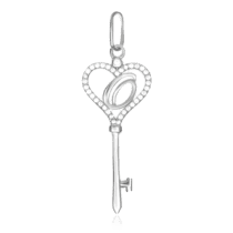 обзорное фото Серебряный кулон-ключ с буквой "О" с фианитами 024774  Серебряные подвески буквы