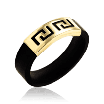 обзорное фото Каучуковое кольцо с накладкой желтого золота 035498  Золотые кольца