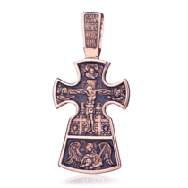 обзорное фото Православный крест с чернением 024636  Золотые крестики православные