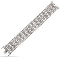 обзорное фото Массивный серебряный браслет с фианитами 038804  Серебряные женские браслеты