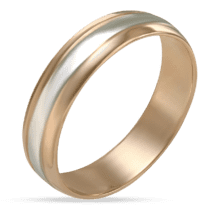 обзорное фото Золотое обручальное кольцо в красном и белом золоте Линия жизни 033335  Классические обручальные кольца из золота