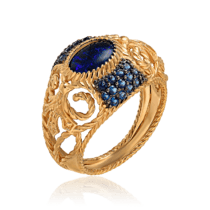обзорное фото Золотой женский перстень с опалом 034165  Золотые кольца