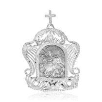 обзорное фото Икона из серебра Георгий Победоносец 035958  Иконы серебро