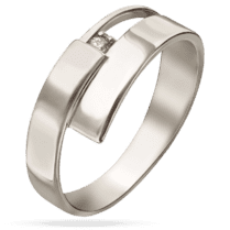 обзорное фото Обручальное кольцо из белого золота и бриллиантом 039014  Золотые кольца с бриллиантами