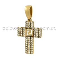обзорное фото Золотой крестик с цирконием 440402  Золотые крестики